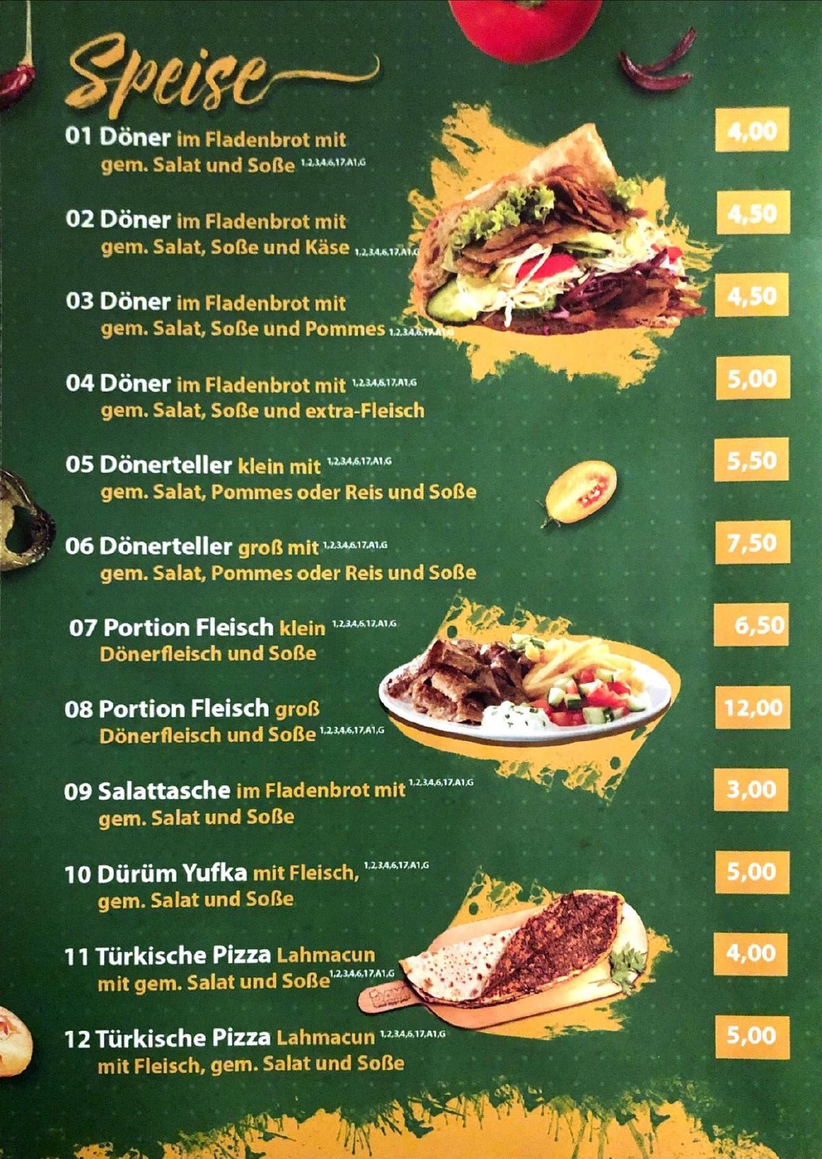 Speisekarte von Hallo Döner Eck restaurant, Mettmann, Elberfelder Str. 63