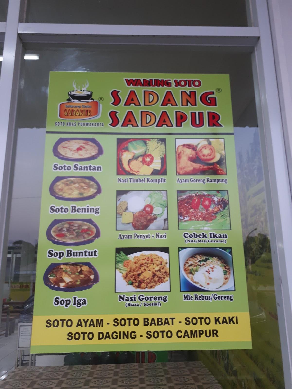 Menu at Soto Sadapur restaurant, Indonesia