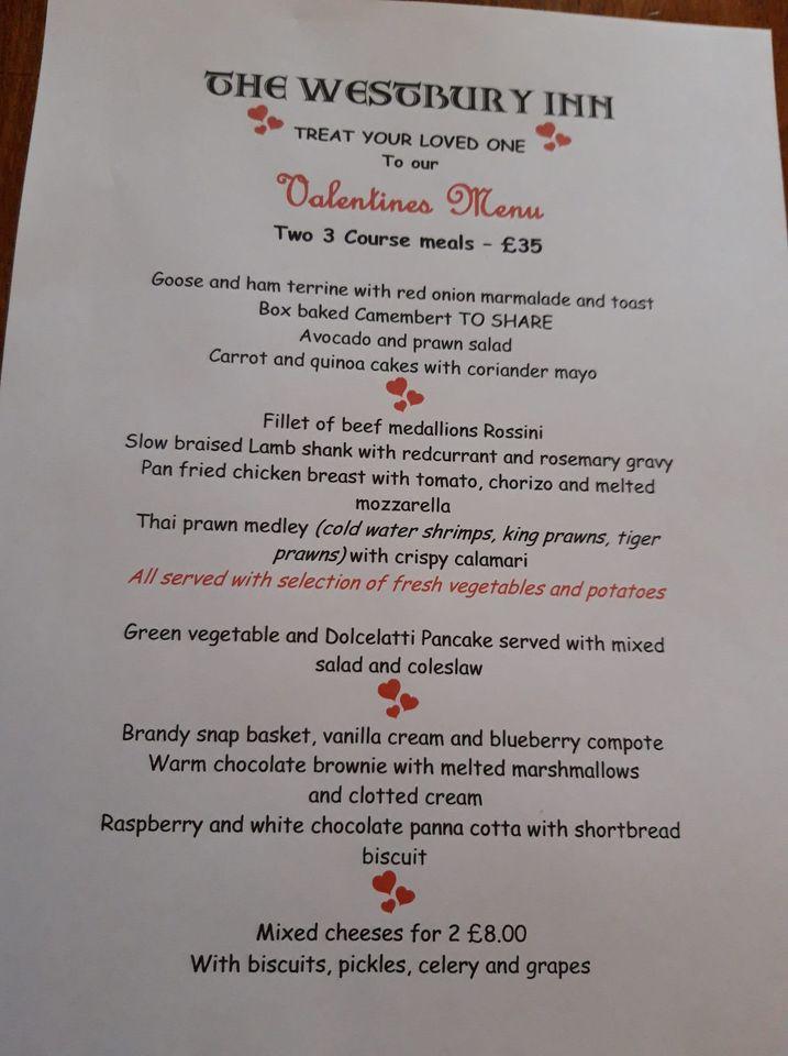 Menu at The Westbury Inn pub & bar, Wookey
