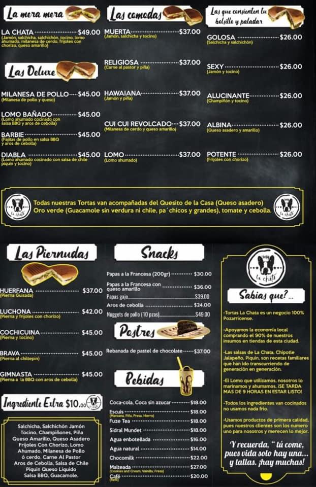 Carta Del Restaurante Tortas La Chata Poza Rica