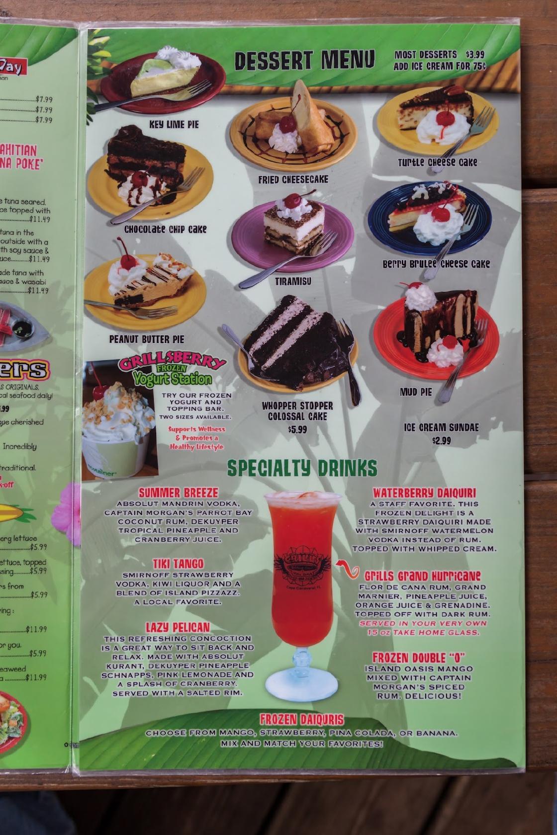 Menu at Grills Riverside Seafood Deck & Tiki Bar, Melbourne