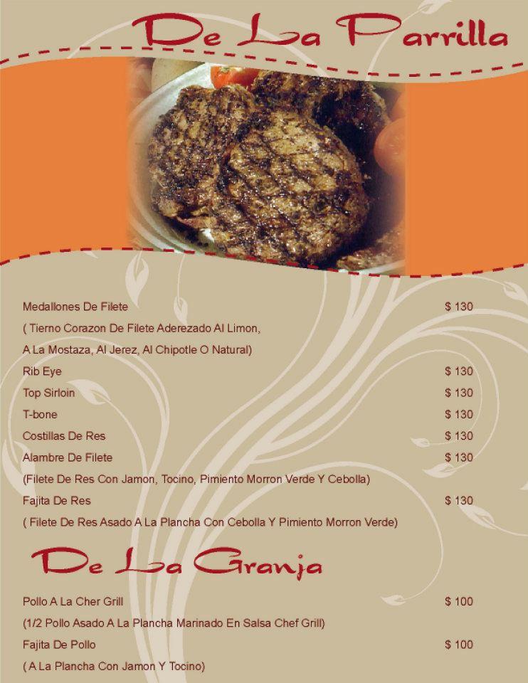 Menu at Chef Grill, Reynosa