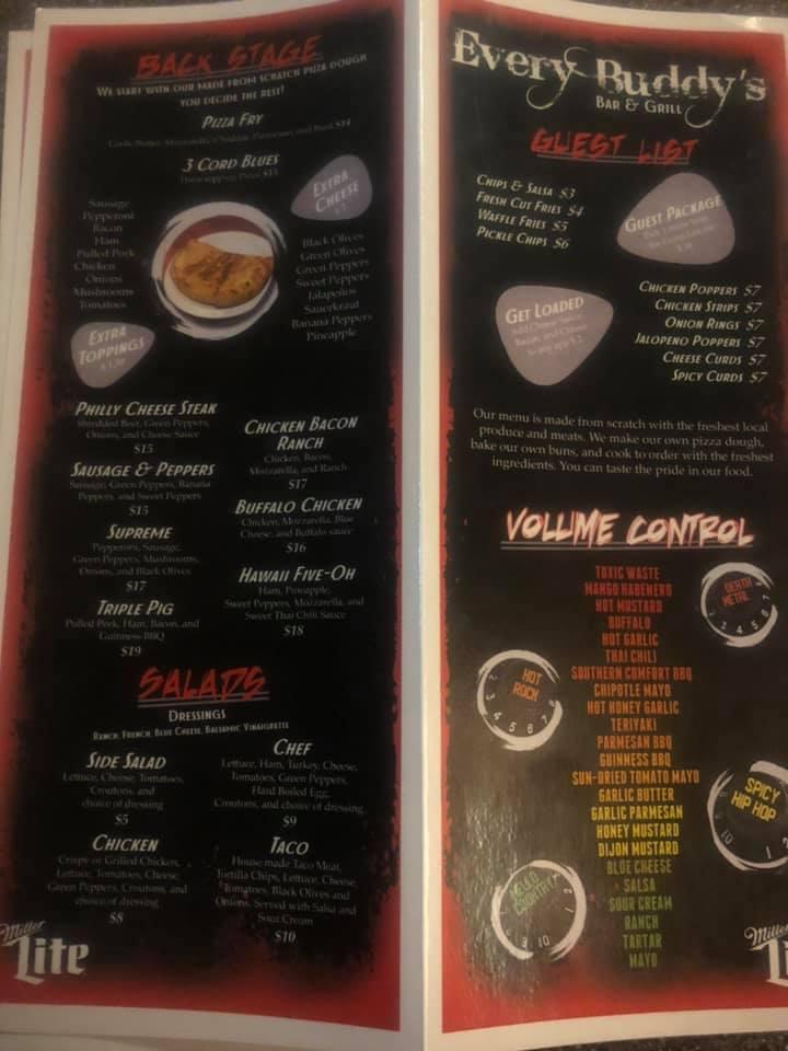 Menu at Every Buddy's Bar & Grill, Chippewa Falls