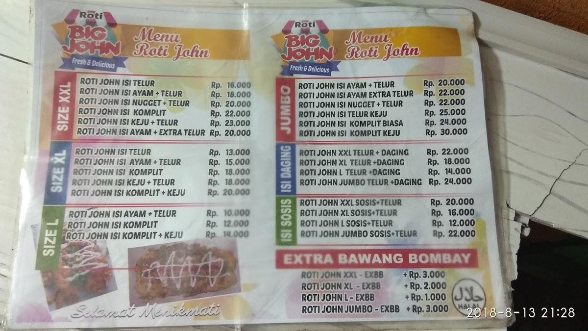 Menu at Roti Big John cafe, Dumai, Jl. Budi Kemulyaan