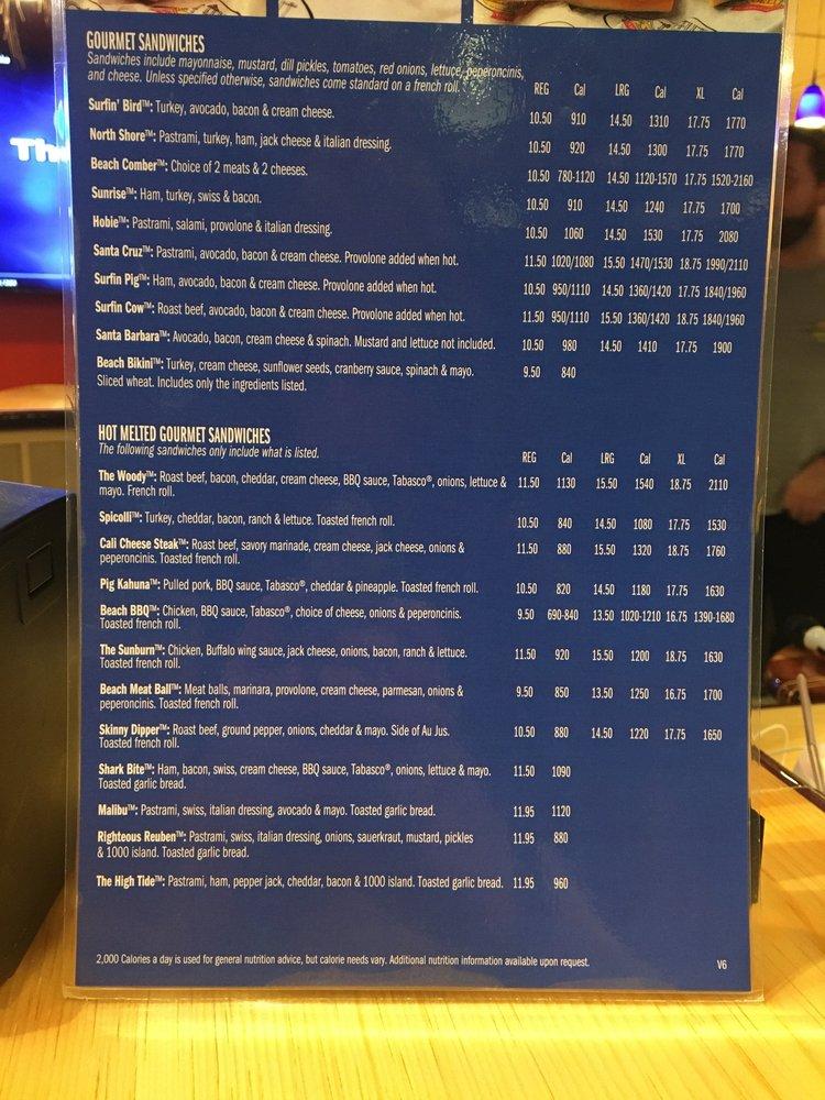 Carta del pub y bar Beach Hut Deli, San Mateo