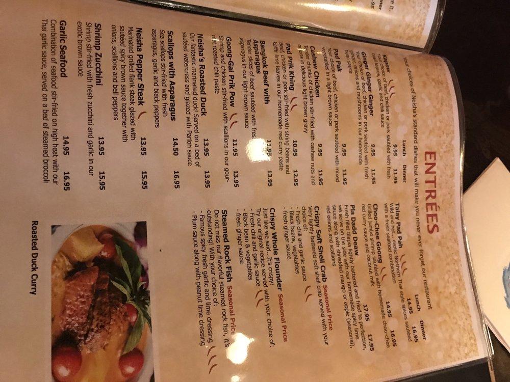 Menu at Neisha Thai pub & bar, Vienna, Leesburg Pike Ste 110