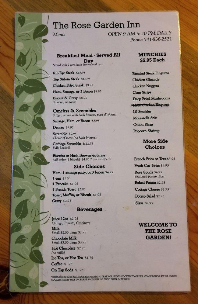 Menu at The Rose Bar And Restaurant, Drain