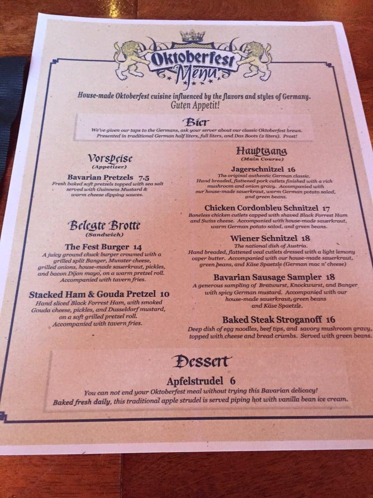 Menu at Park Lane Tavern of Hampton pub & bar, Hampton