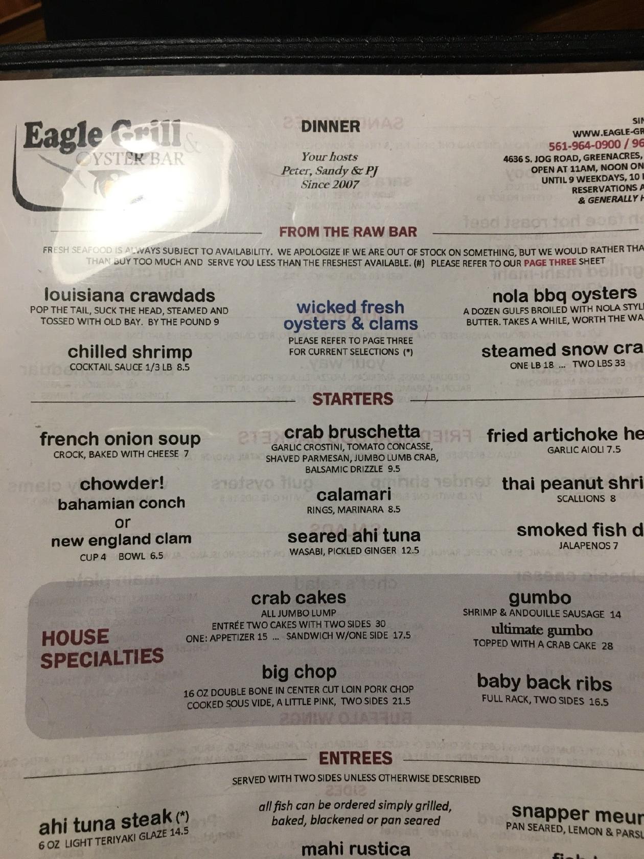 Eagle Grill Menu With Prices at Evelyn Harry blog