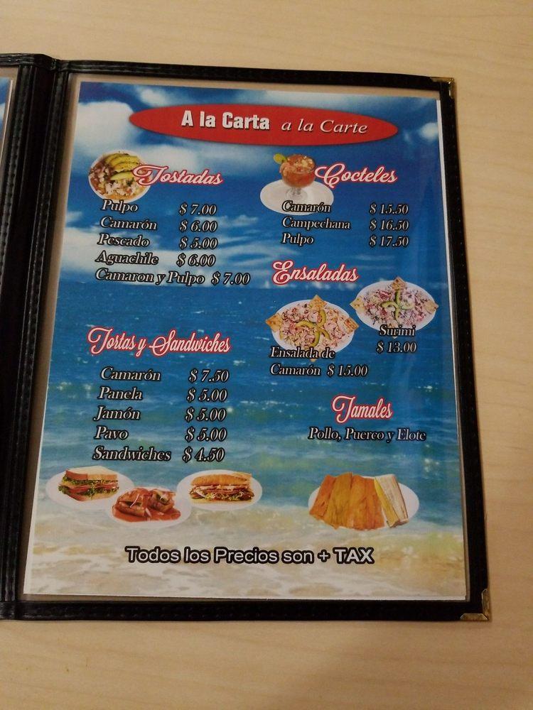 Menu at El Aguachile Restaurant, San Jose