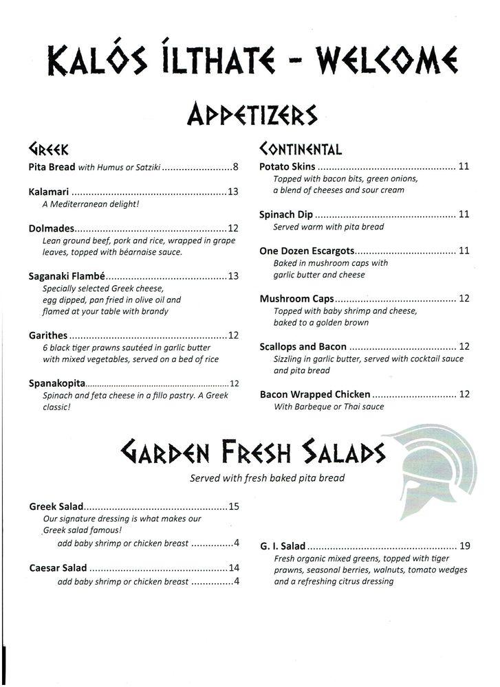Menu at The Greek Islands Restaurant, Chilliwack