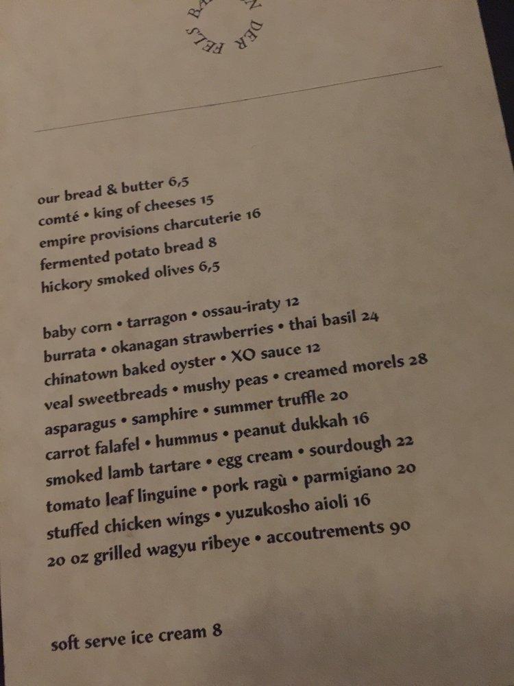 Menu at Von Der Fels pub & bar, Calgary