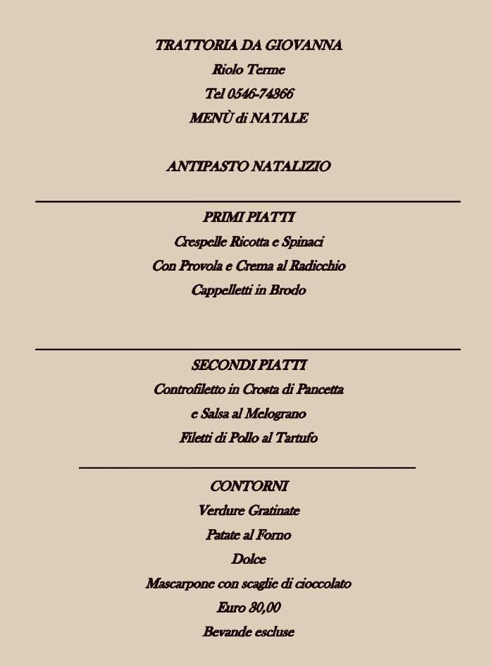 Menu di Trattoria Da Giovanna 
