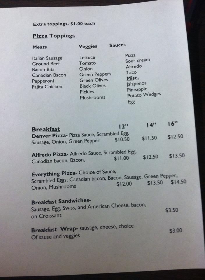 Menu at Pizza Barn, International Falls, 3rd St