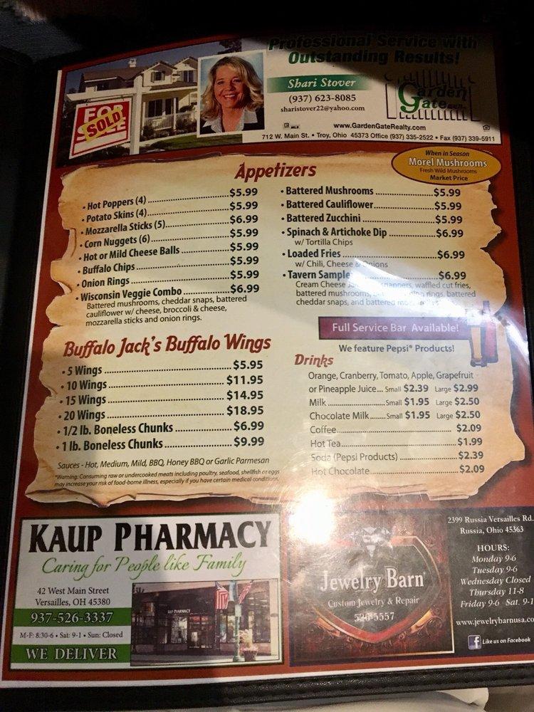 Menu at Buffalo Jacks restaurant, Covington