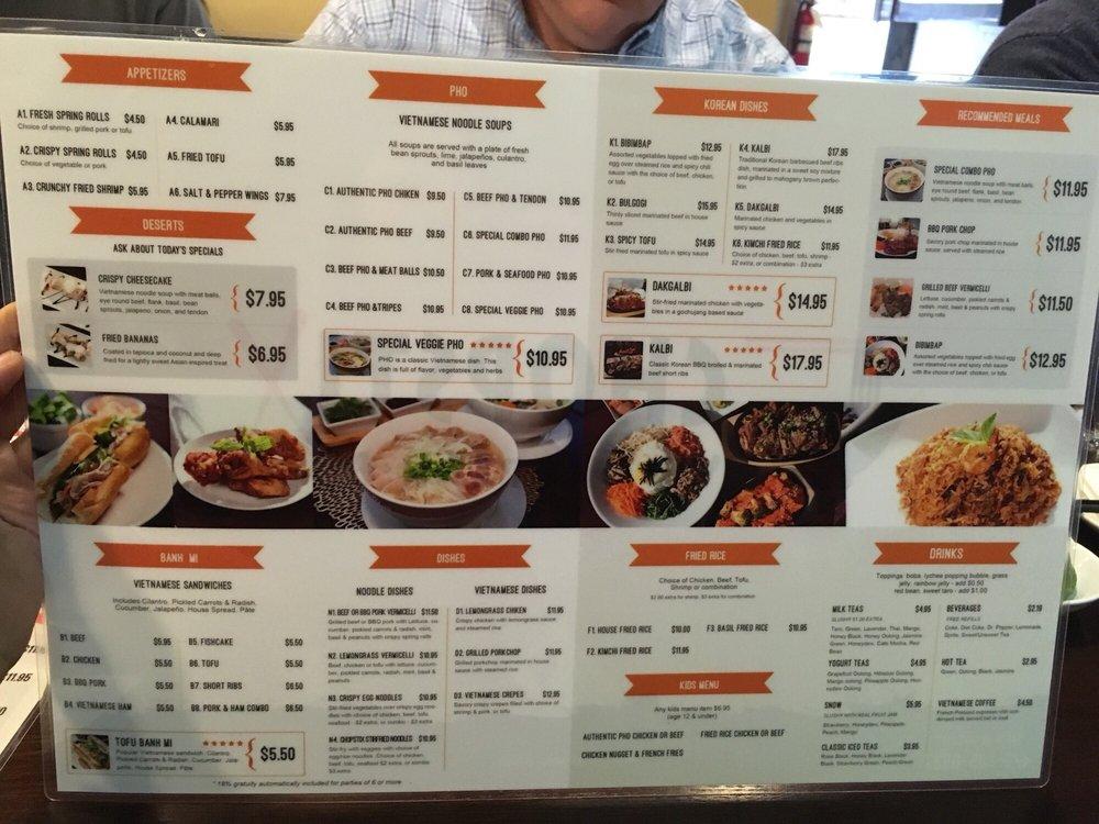 Menu at Chopstix Vietnamese, Korean, And Boba Tea restaurant
