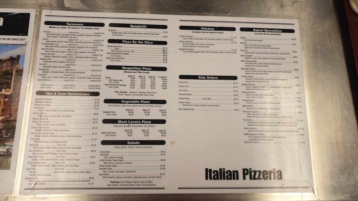 Menu at Italian Pizzeria, Nashville