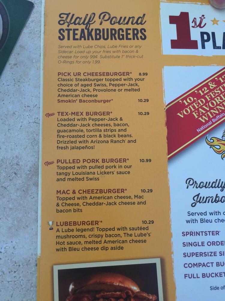Menu at Quaker Steak & Lube restaurant, Pinellas Park, 49th St N