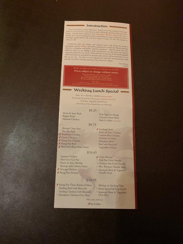 Menu at Dragon House restaurant, Riverside