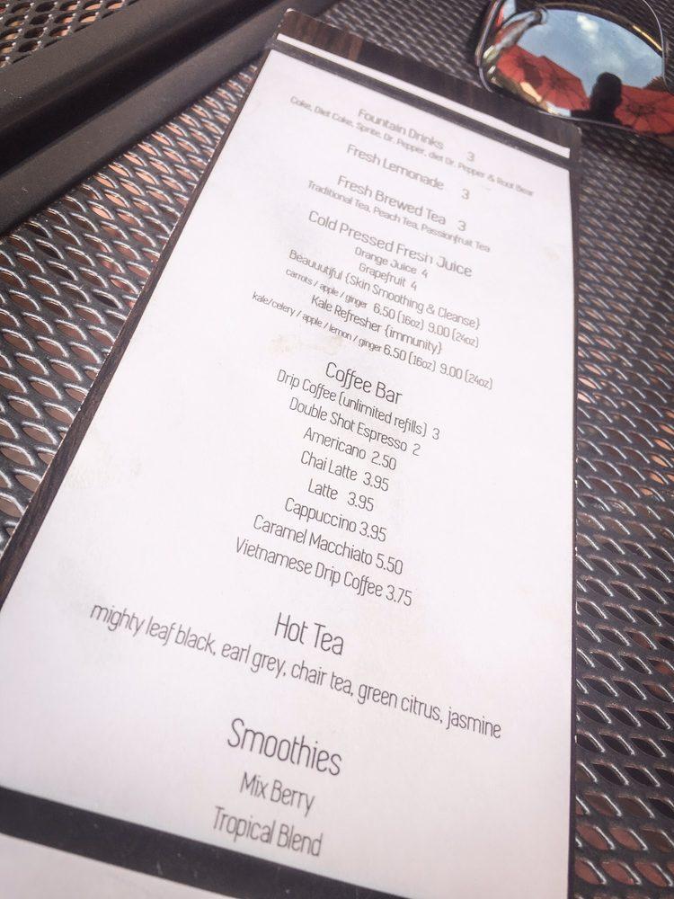 Menu at Teaspoon restaurant, Tucson