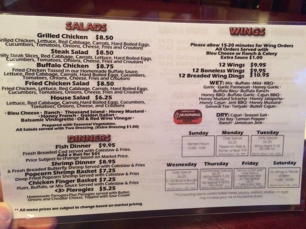 Menu at Mugshots Cafe, Pittsburgh