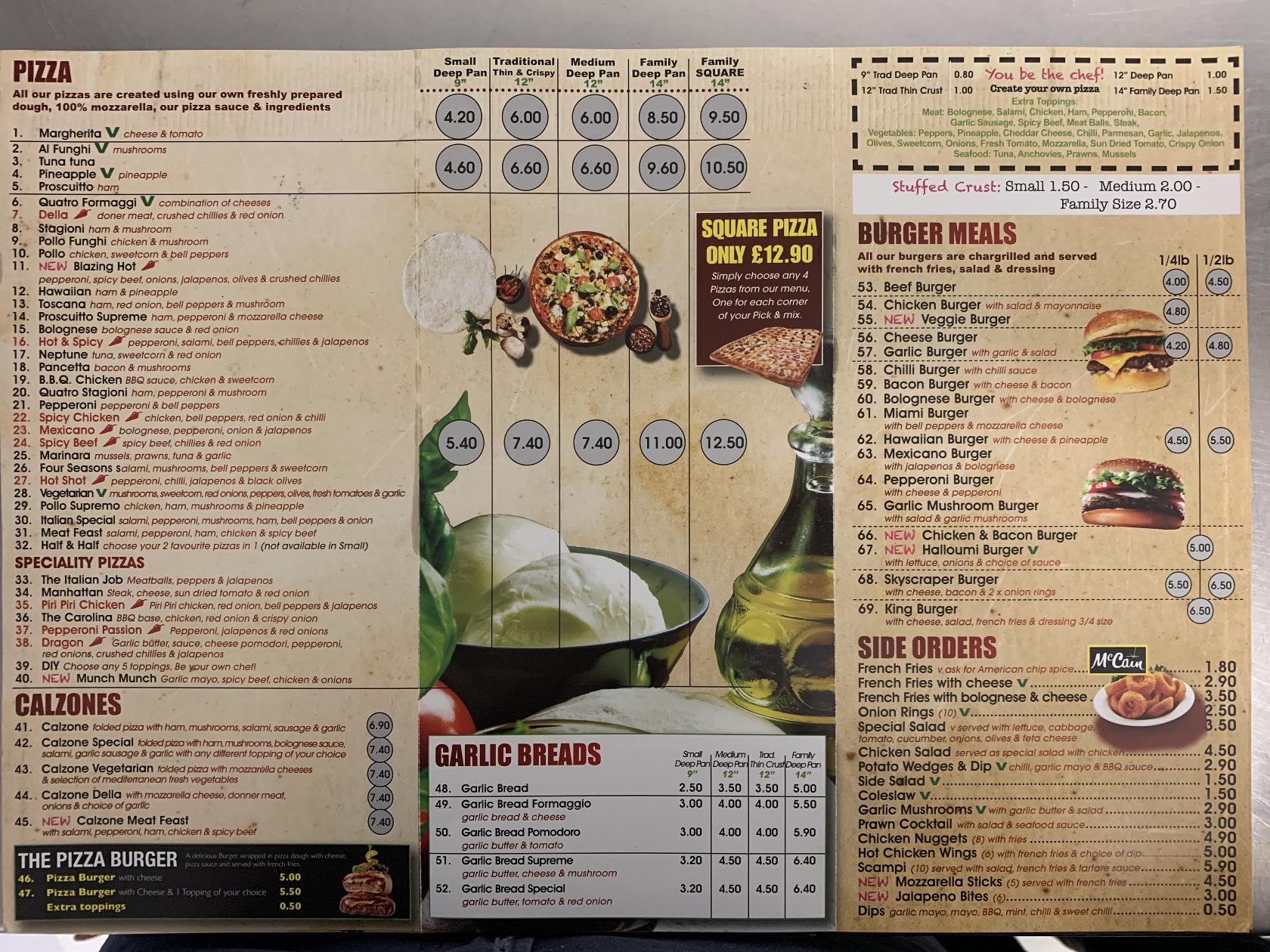 Menu at Pizza Italia pizzeria, Ollerton and Boughton