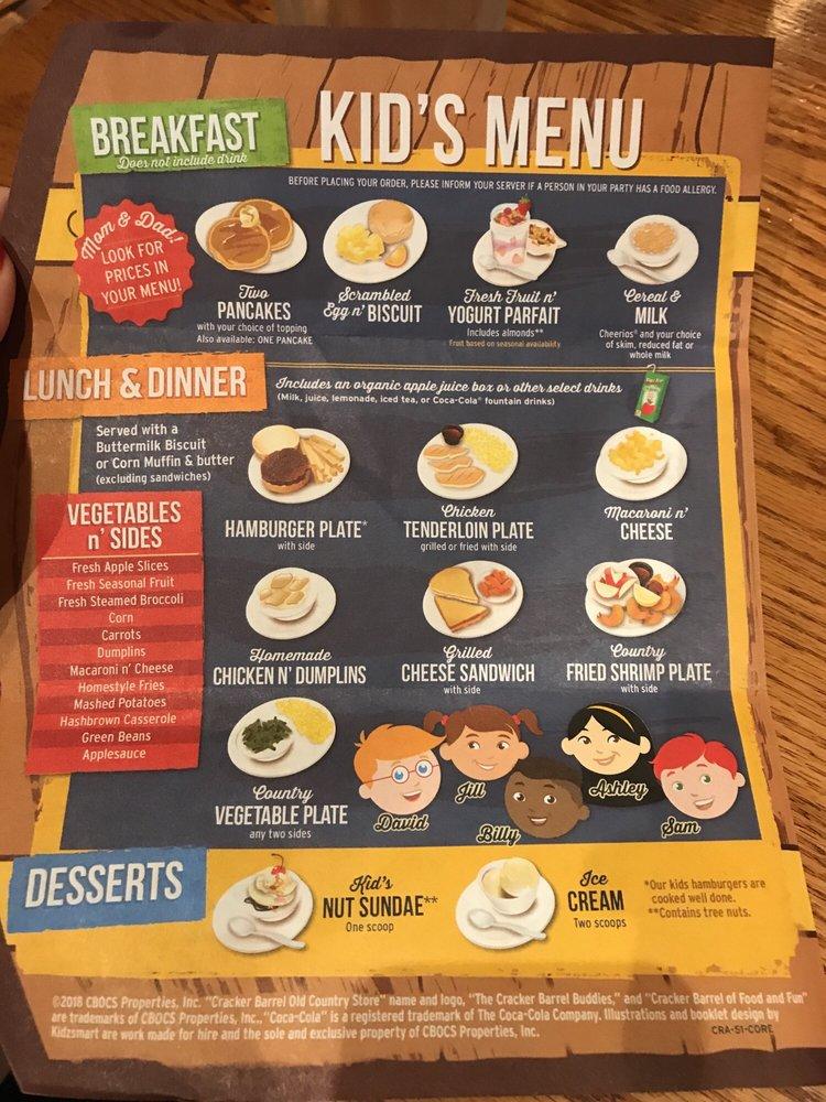Menu At Cracker Barrel Old Country Store Robinson Township
