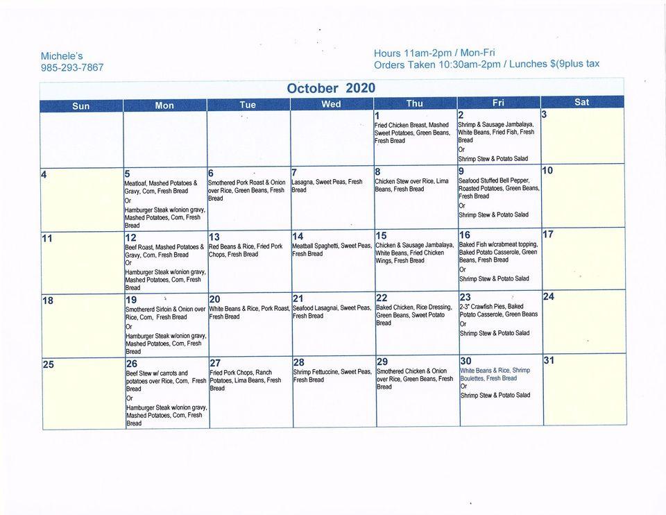 Menu At Michele S Catering Southern Home Cooking Restaurant Houma   R252 Micheles Catering Southern Home Cooking Menu 