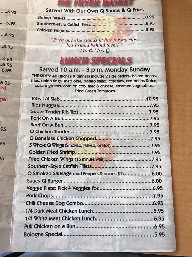 Menu at Saucy Q Bar B Que, Mobile, Government St