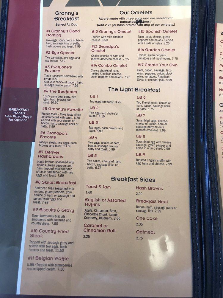 Menu at Granny's Family Restaurant, Grafton