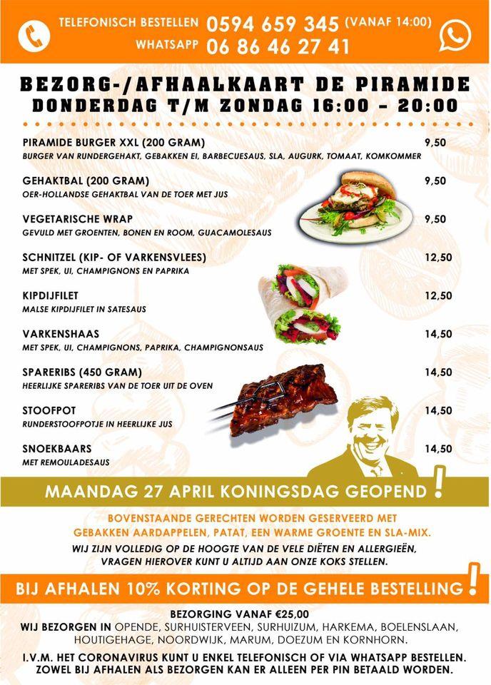 Menu at De Piramide, Opende