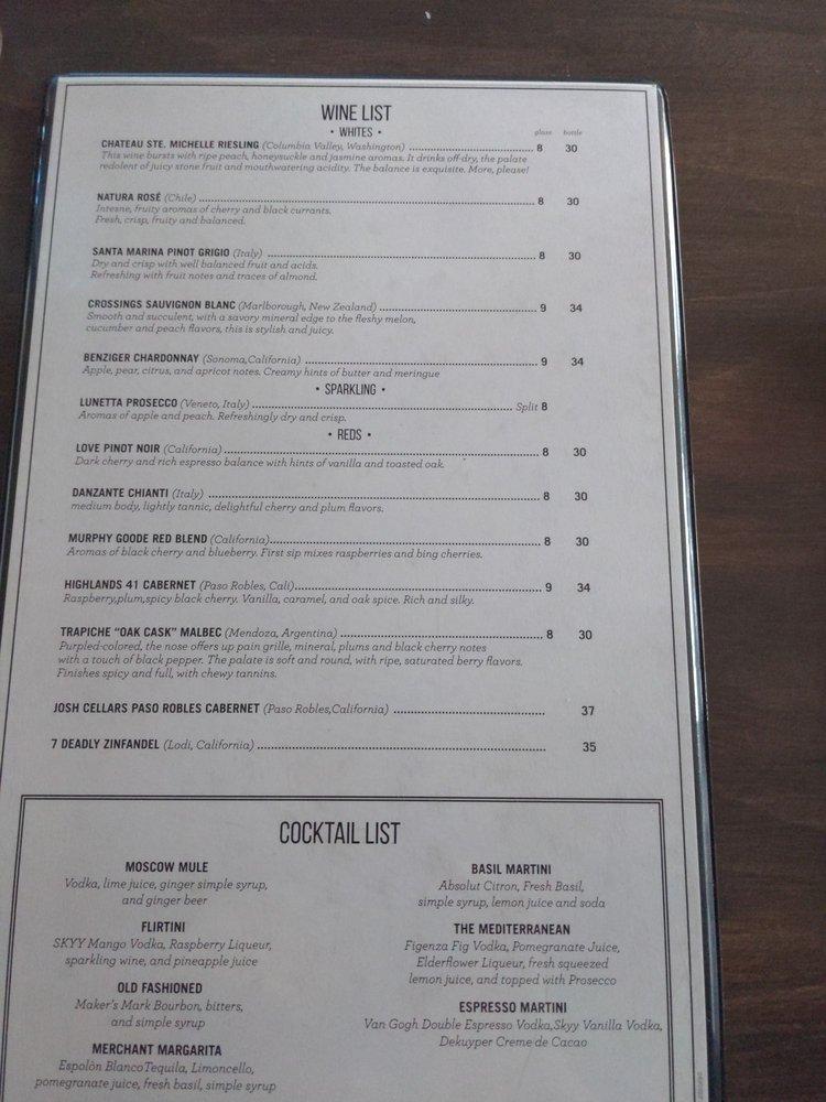Menu at Merchants Wood Fired Pizza & Bistro pizzeria, Rochester