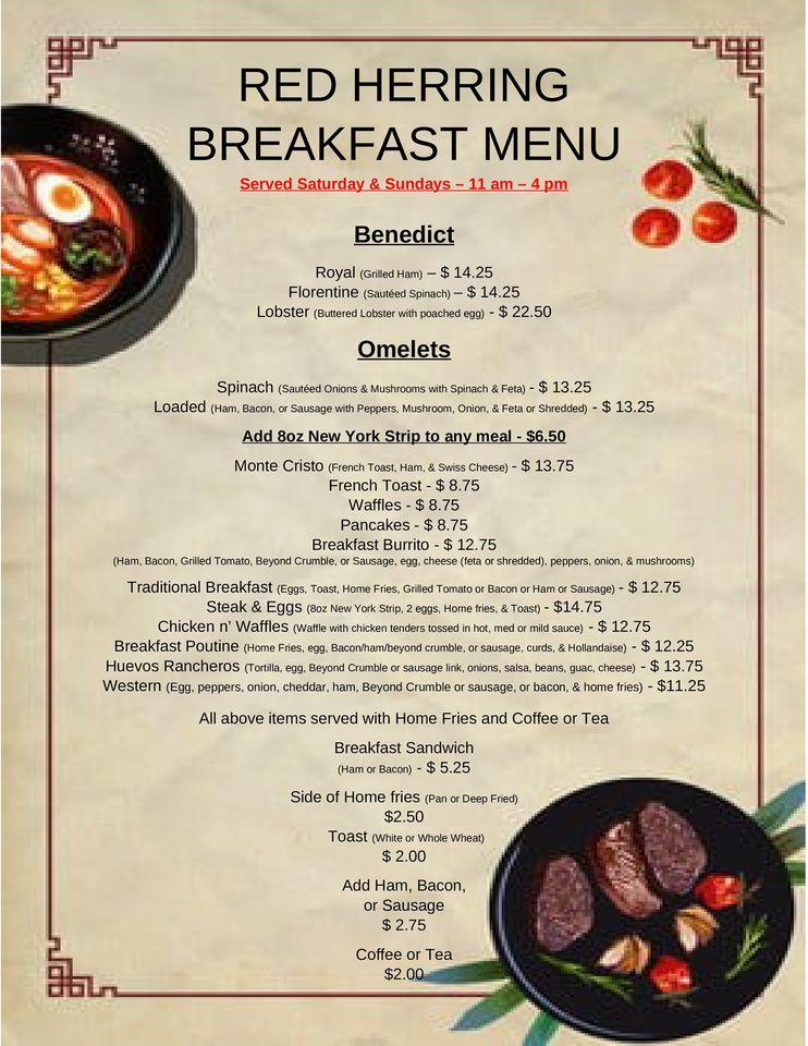 Menu at Red Herring Pub, Saint Andrews