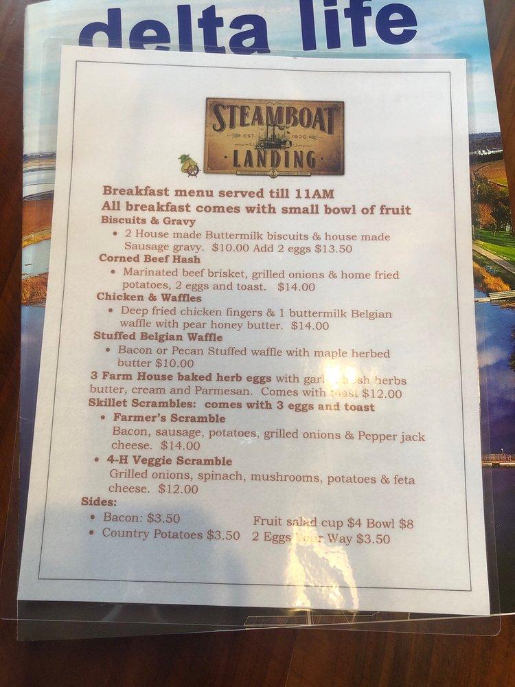 Menu at Steamboat Landing cafe, Courtland