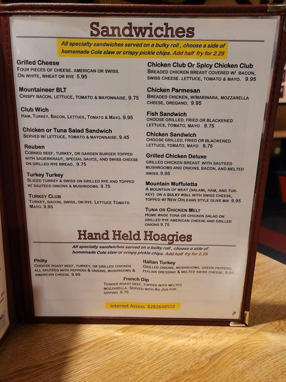 Menu at Tucker's Cafe, Boone