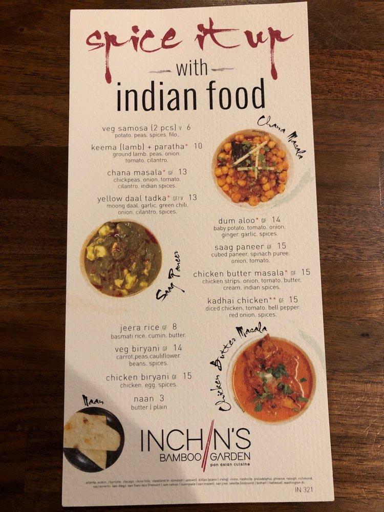 Menu at Inchin's Bamboo Garden restaurant, Bothell