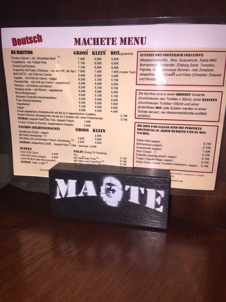 Speisekarte von MACHETE Burrito Berlin restaurant, Berlin, 29