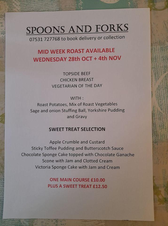 Menu at Spoons and Forks cafe, Mold