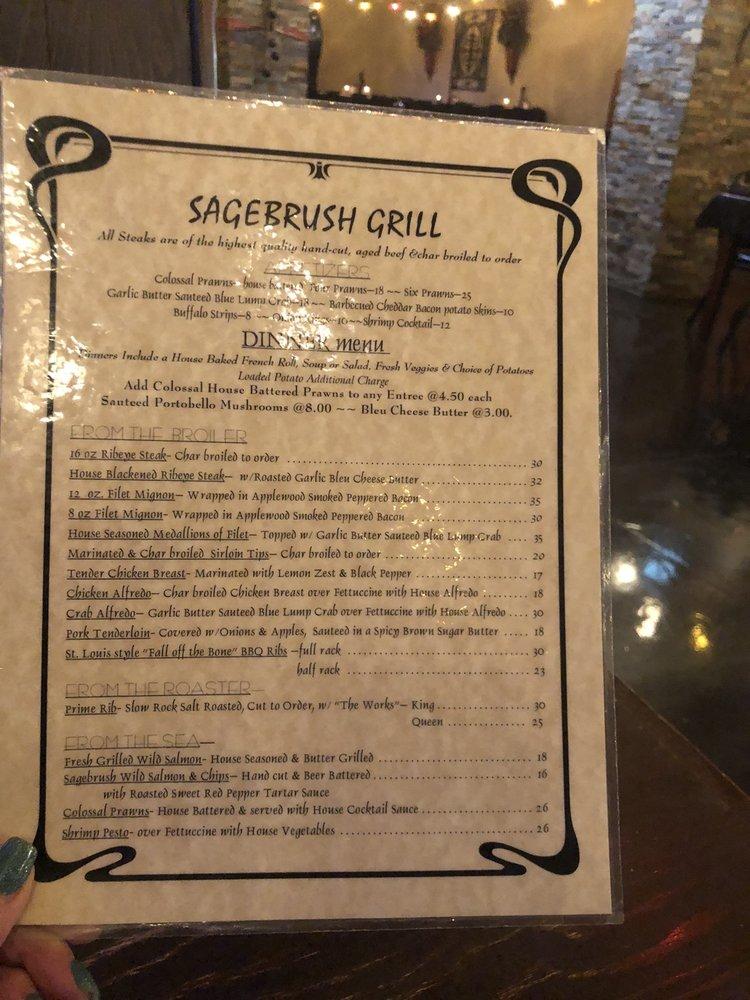 Menu at Sagebrush Grill steakhouse, Richfield