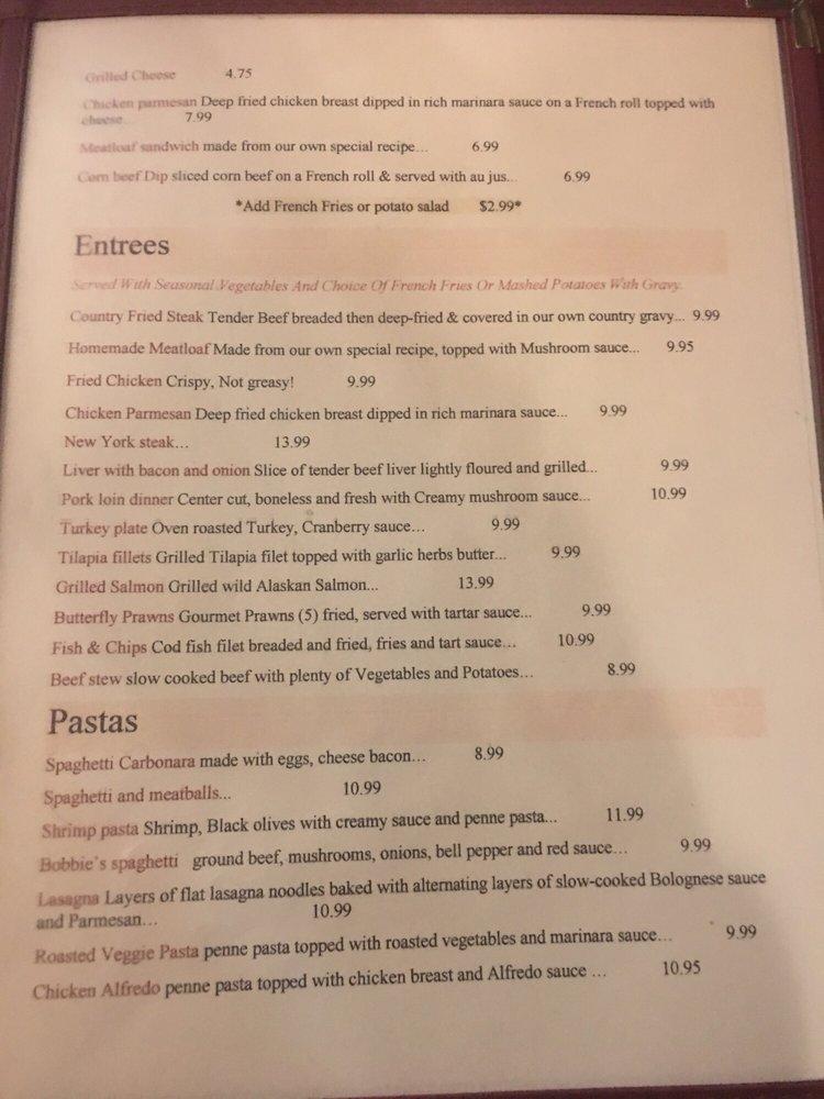Menu at Norman's Grill restaurant, Castro Valley