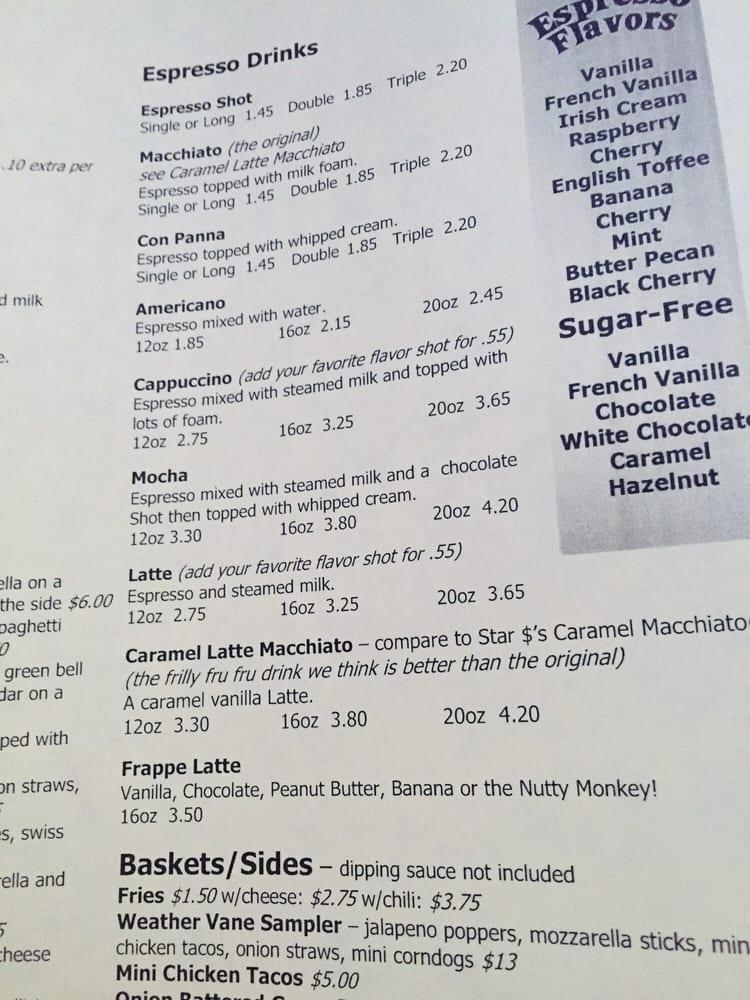 Menu at Weather Vane Ice Creme restaurant, Granite City, Maryville Rd