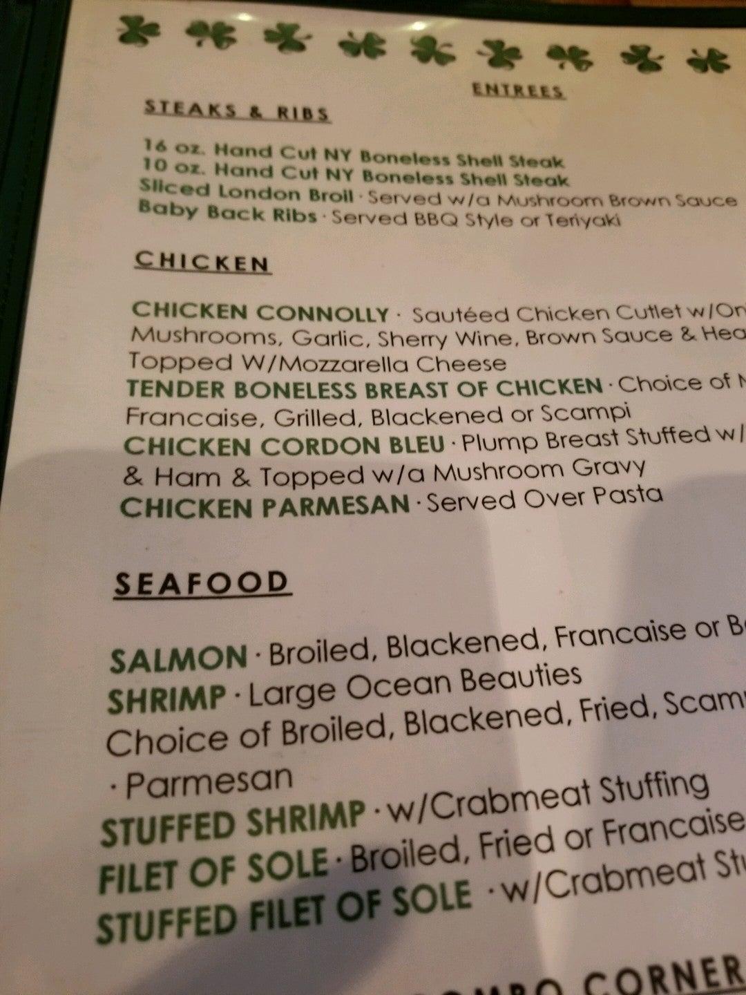 Menu at Connolly Station pub & bar, Malverne