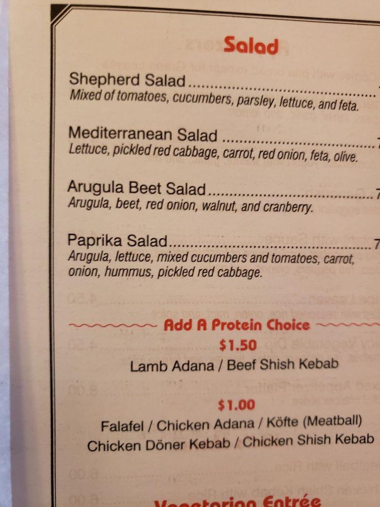 Menu at Paprika Grill restaurant, Salem