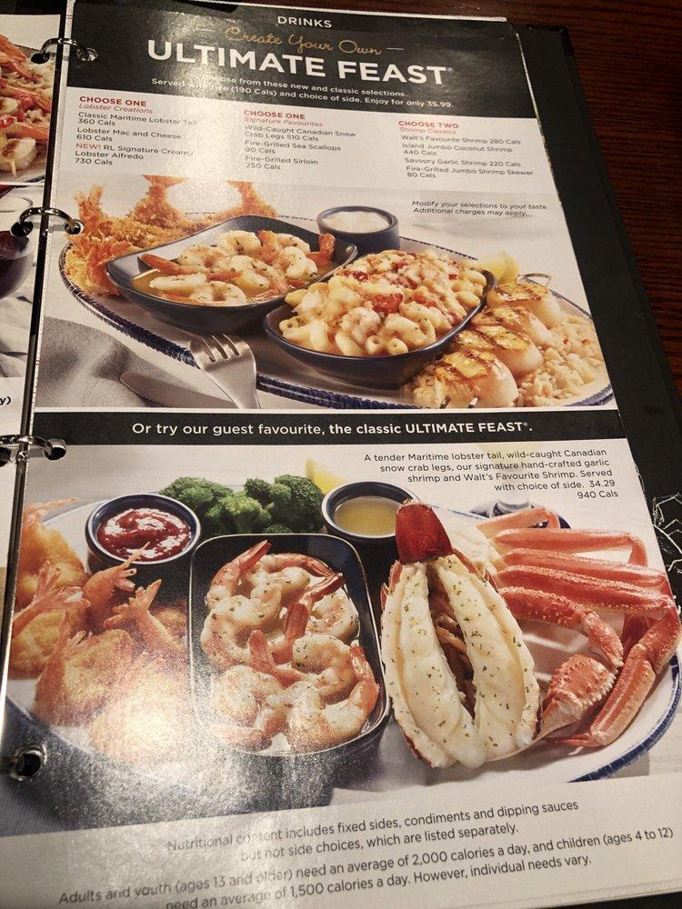 Menu at Red Lobster restaurant, Mississauga, 790 Burnhamthorpe Rd W