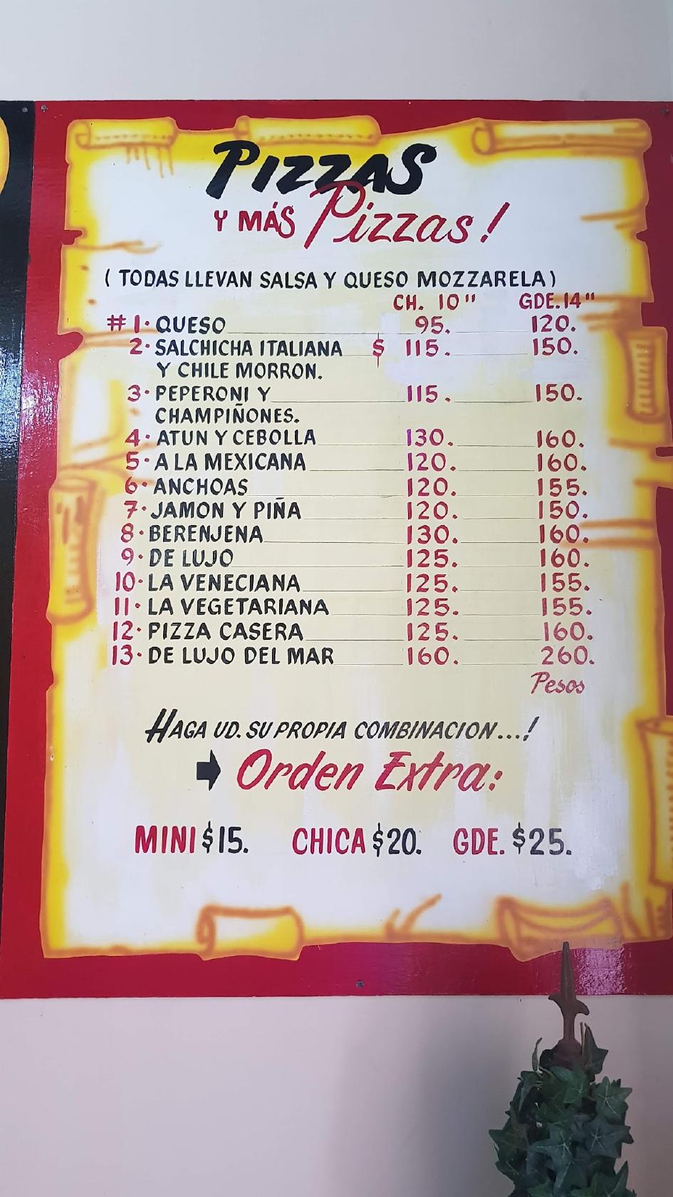 Menu at Vittorio's restaurant, Tijuana, C. de la Nieve 203
