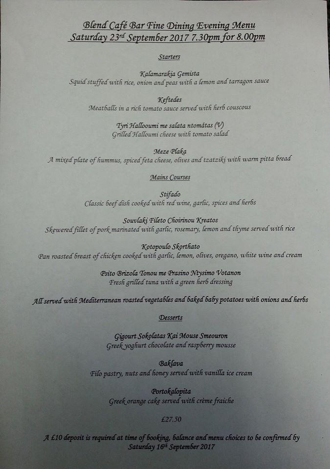 Menu at Blend Cafe Bar, Cleckheaton