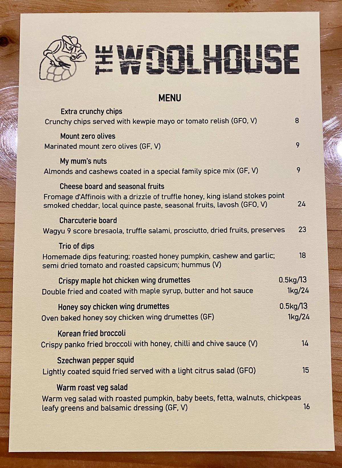 Menu at The Woolhouse pub & bar, Albury