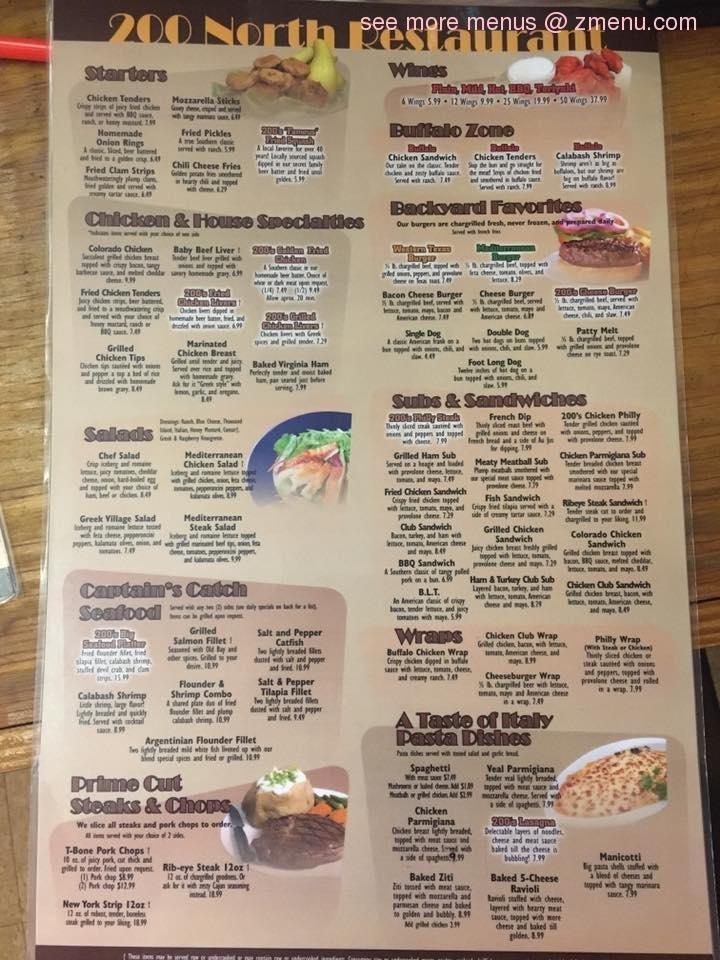 Menu at 200 North Family Restaurant, Locust