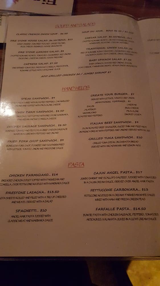 Menu at Fire Stone Wood Fired Grill pub & bar, Dothan