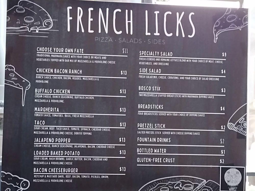 Menu at French Licks pizzeria, French Lick